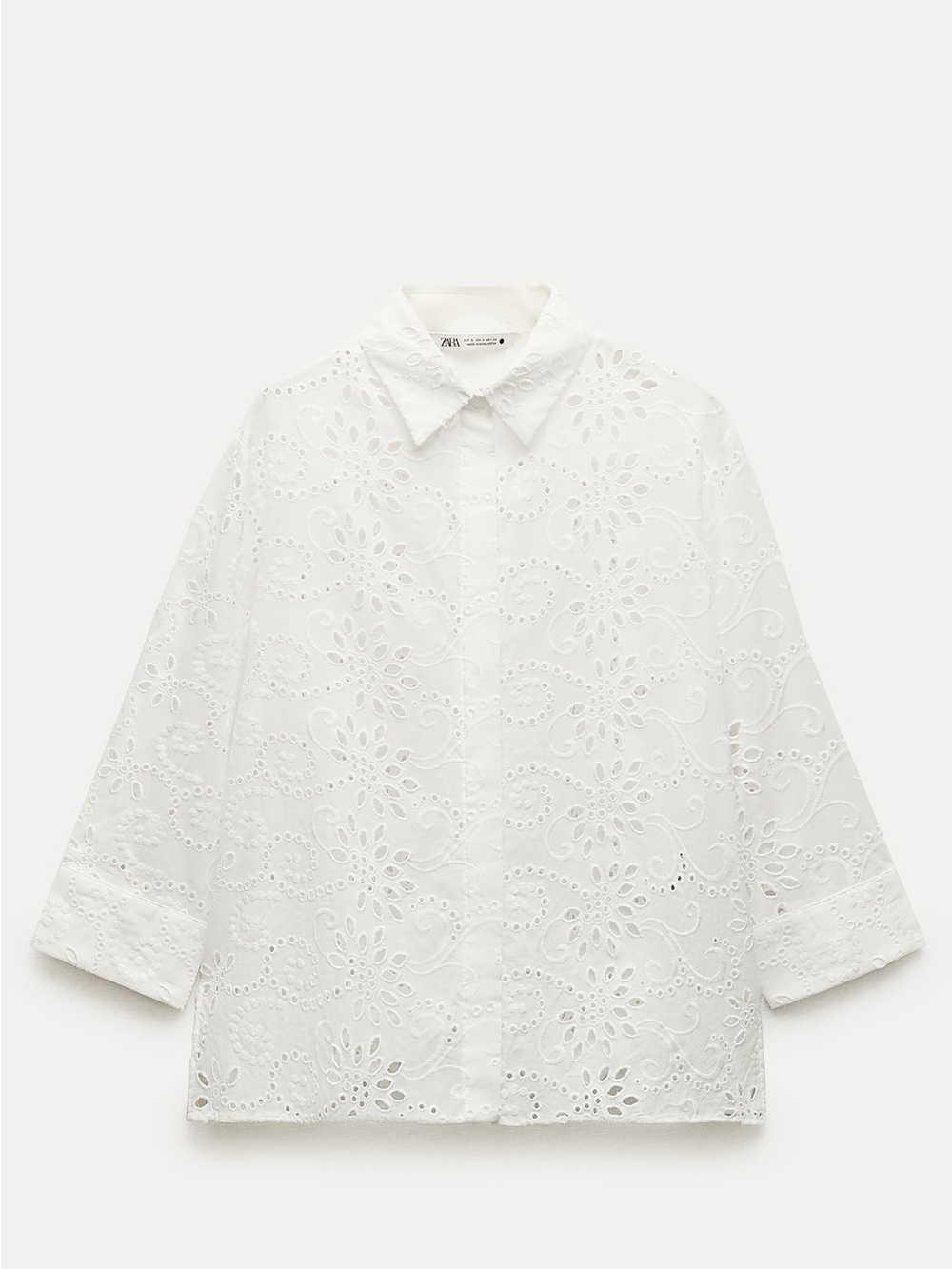 Zara White Eyelet Embroidered Shirt